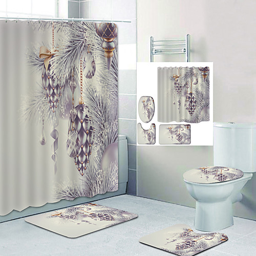Silver Pine Pendant Shower Curtain Floor Mat Digital Printing Four-piece Set Hooks Modern Polyester Machine Made Waterproof Bathroom
Silver Pine Pendant Shower Curtain Floor Mat Digital Printing Four-piece Set Hooks Modern Polyester Machine Made Waterproof Bathroom