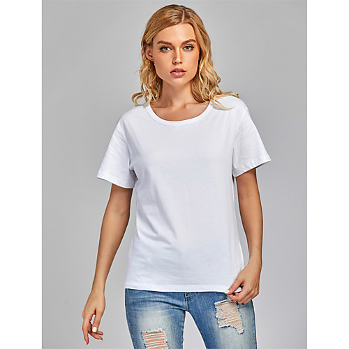 Women's 2 Piece T shirt Solid Colored Round Neck Basic Tops Black and White White & Red White & Purple
Women's 2 Piece T shirt Solid Colored Round Neck Basic Tops Black and White White & Red White & Purple
