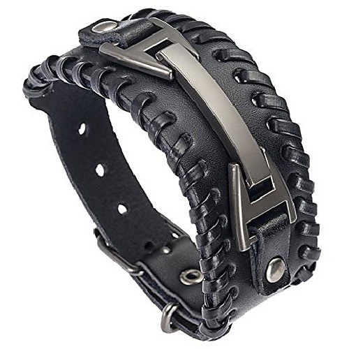 men leather bracelet punk braided rope alloy bracelet bangle wristband(black)
men leather bracelet punk braided rope alloy bracelet bangle wristband(black)