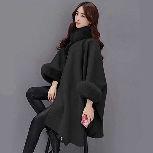 Women's Cloak / Capes Daily Fall Winter Long Coat Loose Sweet Style Jacket 3/4 Length Sleeve Solid Colored Fur Trim Gray Camel / Work
Women's Cloak / Capes Daily Fall Winter Long Coat Loose Sweet Style Jacket 3/4 Length Sleeve Solid Colored Fur Trim Gray Camel / Work