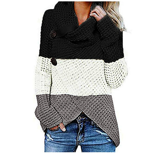 Women's Casual Color Block Knitted Color Block Pullover Sweater Long Sleeve Loose Sweater Cardigans Turtleneck Fall Winter Blue Black Brown
Women's Casual Color Block Knitted Color Block Pullover Sweater Long Sleeve Loose Sweater Cardigans Turtleneck Fall Winter Blue Black Brown