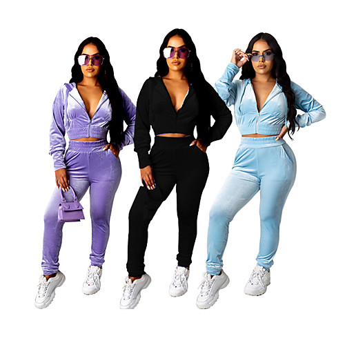 Women's 2 Piece Cropped Tracksuit Sweatsuit Street Athleisure 2pcs Winter Long Sleeve Velour Thermal Warm Breathable Soft Fitness Gym Workout Running Jogging Training Sportswear Solid Colored Normal
Women's 2 Piece Cropped Tracksuit Sweatsuit Street Athleisure 2pcs Winter Long Sleeve Velour Thermal Warm Breathable Soft Fitness Gym Workout Running Jogging Training Sportswear Solid Colored Normal