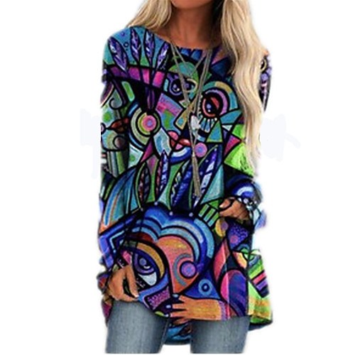 Women's T shirt Dress Tunic T shirt Long Sleeve Abstract Graphic Prints Round Neck Patchwork Print Tops Basic Punk & Gothic Basic Top Rainbow
Women's T shirt Dress Tunic T shirt Long Sleeve Abstract Graphic Prints Round Neck Patchwork Print Tops Basic Punk & Gothic Basic Top Rainbow