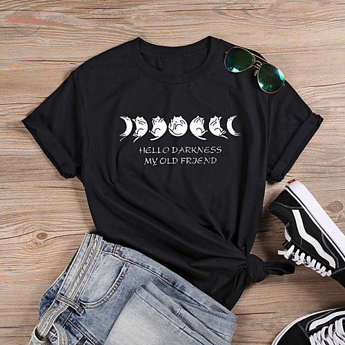 Women's T shirt Cat Graphic Text Print Round Neck Tops 100% Cotton Basic Basic Top White Black
Women's T shirt Cat Graphic Text Print Round Neck Tops 100% Cotton Basic Basic Top White Black