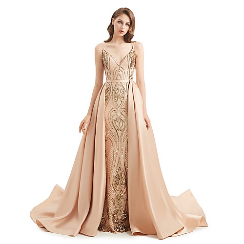 Mermaid / Trumpet Elegant Sexy Engagement Formal Evening Dress V Neck Sleeveless Detachable Sequined with Sequin 2021
Mermaid / Trumpet Elegant Sexy Engagement Formal Evening Dress V Neck Sleeveless Detachable Sequined with Sequin 2021