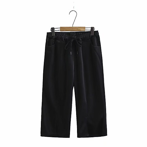 Women's Basic Streetwear Comfort Daily Going out Wide Leg Pants Pants Solid Colored Calf-Length Split Drawstring Pocket Black Beige
Women's Basic Streetwear Comfort Daily Going out Wide Leg Pants Pants Solid Colored Calf-Length Split Drawstring Pocket Black Beige