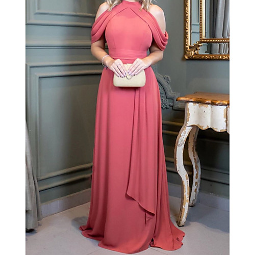 Sheath / Column Minimalist Elegant Wedding Guest Formal Evening Dress Halter Neck Sleeveless Sweep / Brush Train Chiffon with Pleats 2021
Sheath / Column Minimalist Elegant Wedding Guest Formal Evening Dress Halter Neck Sleeveless Sweep / Brush Train Chiffon with Pleats 2021