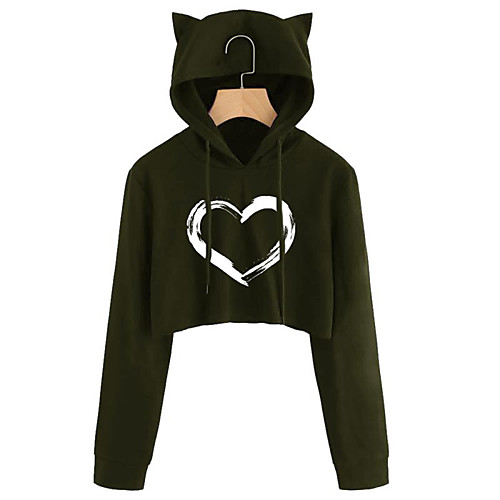 Women's Hoodie Cropped Sweatshirt Graphic Heart Crop Top Cat Ear Daily Basic Casual Hoodies Sweatshirts Army Green Black Red
Women's Hoodie Cropped Sweatshirt Graphic Heart Crop Top Cat Ear Daily Basic Casual Hoodies Sweatshirts Army Green Black Red