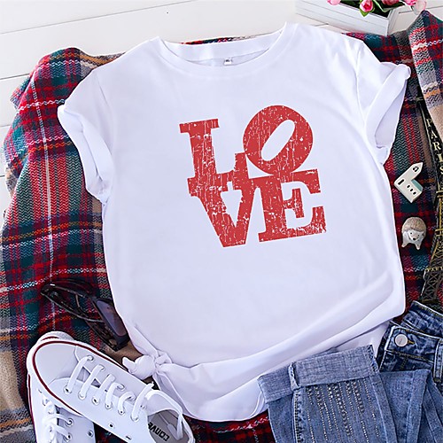 Women's T shirt Graphic Text Letter Print Round Neck Tops 100% Cotton Basic Basic Top White Black Blue
Women's T shirt Graphic Text Letter Print Round Neck Tops 100% Cotton Basic Basic Top White Black Blue