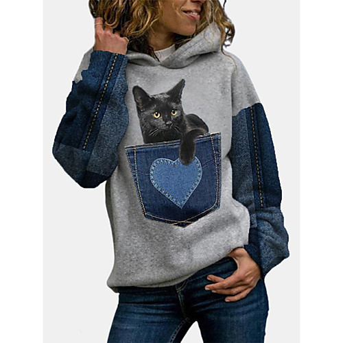 Women's Pullover Hoodie Sweatshirt Cat Graphic Color Block Daily Christmas Hoodies Sweatshirts Cotton Loose Blue Gray
Women's Pullover Hoodie Sweatshirt Cat Graphic Color Block Daily Christmas Hoodies Sweatshirts Cotton Loose Blue Gray