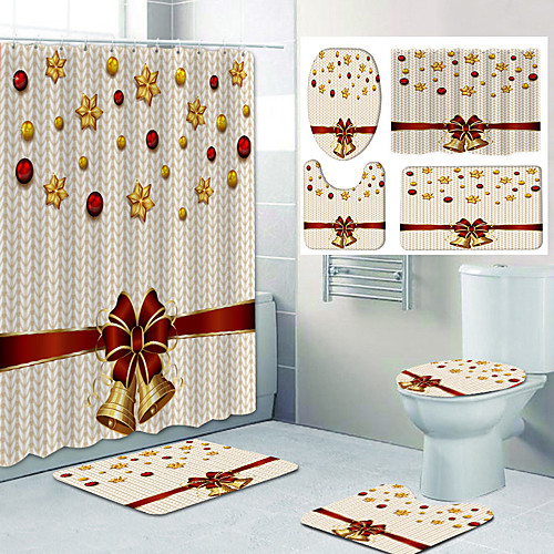 Christmas Bell Pattern Bathroom Shower Curtain Bathroom Absorbant Mat Leisure Toilet Four-Piece Design
Christmas Bell Pattern Bathroom Shower Curtain Bathroom Absorbant Mat Leisure Toilet Four-Piece Design