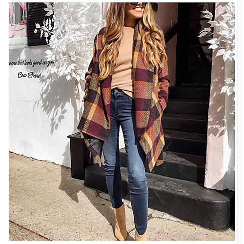 Women's Trench Coat Going out Fall & Winter Long Coat Regular Fit Basic Jacket Long Sleeve Geometric Print Purple White / Cotton
Women's Trench Coat Going out Fall & Winter Long Coat Regular Fit Basic Jacket Long Sleeve Geometric Print Purple White / Cotton