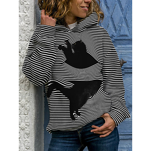 Women's Pullover Hoodie Sweatshirt Striped Cat 3D Daily Going out 3D Print Basic Hoodies Sweatshirts Loose Blue Gray Black
Women's Pullover Hoodie Sweatshirt Striped Cat 3D Daily Going out 3D Print Basic Hoodies Sweatshirts Loose Blue Gray Black