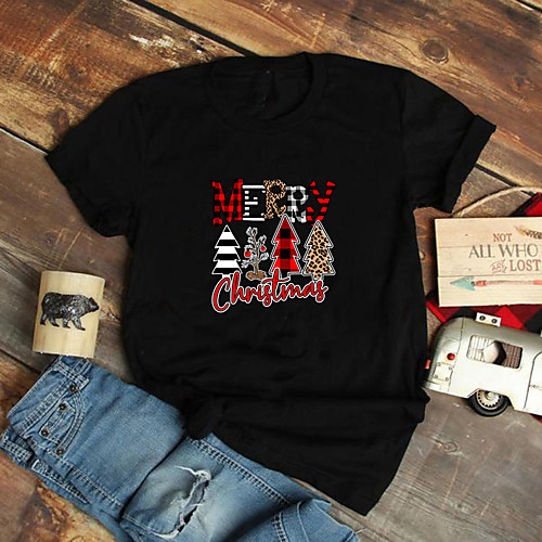 Women's Christmas T shirt Graphic Graphic Prints Letter Print Round Neck Tops 100% Cotton Basic Christmas Basic Top White Black Purple
Women's Christmas T shirt Graphic Graphic Prints Letter Print Round Neck Tops 100% Cotton Basic Christmas Basic Top White Black Purple