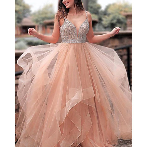 A-Line Luxurious Elegant Engagement Prom Dress V Neck Sleeveless Floor Length Tulle with Pleats 2021
A-Line Luxurious Elegant Engagement Prom Dress V Neck Sleeveless Floor Length Tulle with Pleats 2021
