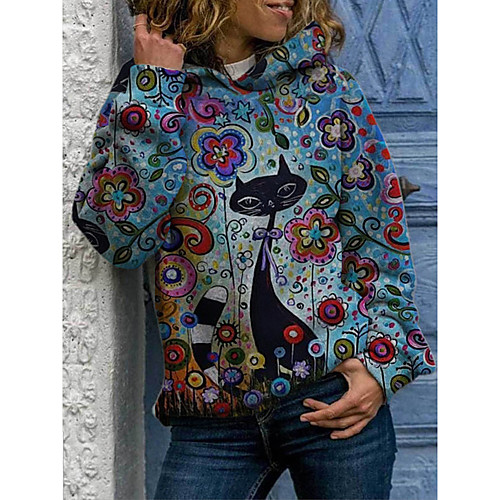 Women's Hoodie Pullover Floral Cat Graphic Daily Casual Hoodies Sweatshirts Cotton Loose Blue Green Orange
Women's Hoodie Pullover Floral Cat Graphic Daily Casual Hoodies Sweatshirts Cotton Loose Blue Green Orange