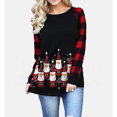 Women's Christmas T shirt Plaid Graphic Prints Long Sleeve Patchwork Round Neck Tops Basic Christmas Basic Top Black Gray
Women's Christmas T shirt Plaid Graphic Prints Long Sleeve Patchwork Round Neck Tops Basic Christmas Basic Top Black Gray