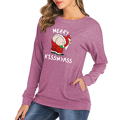 Women's T shirt Graphic Letter Long Sleeve Print Round Neck Tops Cotton Basic Christmas Basic Top Black Blushing Pink Green
Women's T shirt Graphic Letter Long Sleeve Print Round Neck Tops Cotton Basic Christmas Basic Top Black Blushing Pink Green