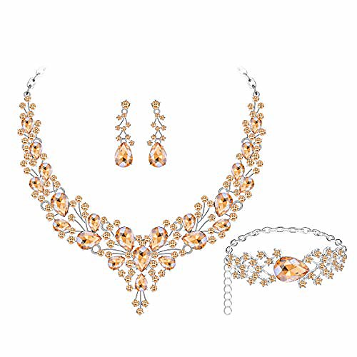 silver plated champagne aaaa cubic zirconia teardrop cluster bib necklace earrings bracelet jewelry set women wedding dress bridal prom
silver plated champagne aaaa cubic zirconia teardrop cluster bib necklace earrings bracelet jewelry set women wedding dress bridal prom