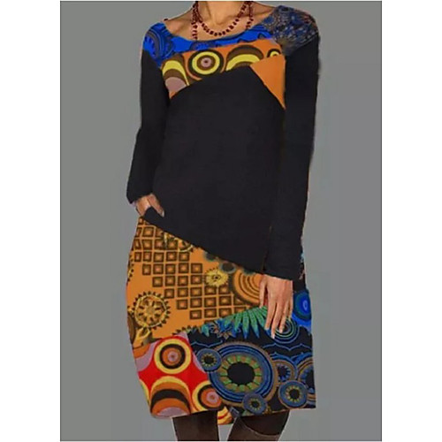 Women's Shift Dress Knee Length Dress Yellow Red Light Blue Long Sleeve Print Patchwork Print Fall Round Neck Casual 2021 S M L XL XXL
Women's Shift Dress Knee Length Dress Yellow Red Light Blue Long Sleeve Print Patchwork Print Fall Round Neck Casual 2021 S M L XL XXL