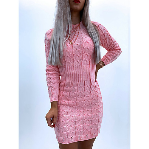 Women's Sweater Jumper Dress Short Mini Dress Blushing Pink Gray Long Sleeve Solid Color Patchwork Fall Winter Round Neck Casual 2021 S M L XL
Women's Sweater Jumper Dress Short Mini Dress Blushing Pink Gray Long Sleeve Solid Color Patchwork Fall Winter Round Neck Casual 2021 S M L XL
