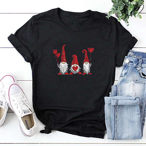 Women's Christmas T shirt Graphic Prints Print Round Neck Tops 100% Cotton Basic Christmas Basic Top White Black Purple
Women's Christmas T shirt Graphic Prints Print Round Neck Tops 100% Cotton Basic Christmas Basic Top White Black Purple