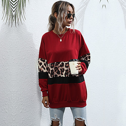 Women's Hoodie Pullover Striped Leopard Daily Weekend Casual Hoodies Sweatshirts Cotton Wine
Women's Hoodie Pullover Striped Leopard Daily Weekend Casual Hoodies Sweatshirts Cotton Wine