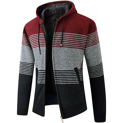 Men's Knitted Striped Cardigan Acrylic Fibers Long Sleeve Sweater Cardigans Stand Collar Fall Winter Red Light gray Dark Gray
Men's Knitted Striped Cardigan Acrylic Fibers Long Sleeve Sweater Cardigans Stand Collar Fall Winter Red Light gray Dark Gray