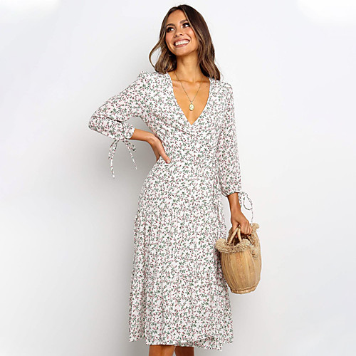 Women's A Line Dress Midi Dress 3/4 Length Sleeve Floral Bow Print Fall Spring Boho 2021 White XS S M L
Women's A Line Dress Midi Dress 3/4 Length Sleeve Floral Bow Print Fall Spring Boho 2021 White XS S M L