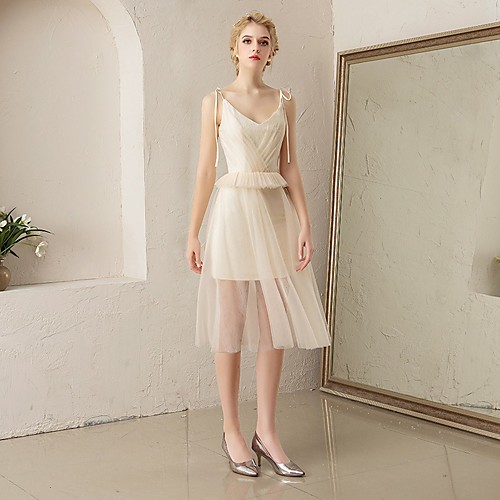 Sheath / Column Flirty Sexy Party Wear Cocktail Party Dress V Neck Sleeveless Knee Length Tulle with Tier 2021
Sheath / Column Flirty Sexy Party Wear Cocktail Party Dress V Neck Sleeveless Knee Length Tulle with Tier 2021