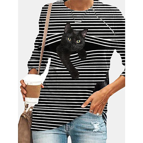 Women's T shirt Animal Long Sleeve Print Round Neck Tops Beach Basic Top White Black
Women's T shirt Animal Long Sleeve Print Round Neck Tops Beach Basic Top White Black
