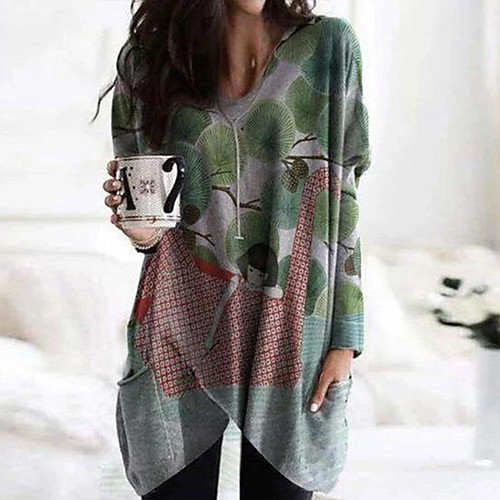 Women's T shirt Graphic Prints Long Sleeve Round Neck Tops Basic Basic Top Green
Women's T shirt Graphic Prints Long Sleeve Round Neck Tops Basic Basic Top Green