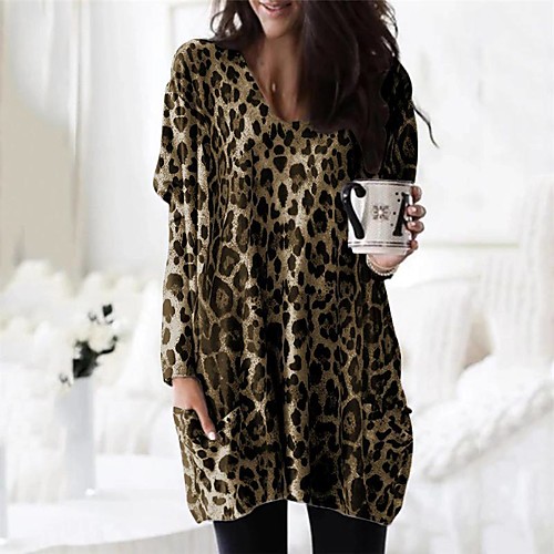 Women's T Shirt Dress Tee Dress Knee Length Dress Gray Green Brown Long Sleeve Leopard Fall Spring 1920s Casual Loose 2021 S M L XL XXL 3XL 4XL 5XL
Women's T Shirt Dress Tee Dress Knee Length Dress Gray Green Brown Long Sleeve Leopard Fall Spring 1920s Casual Loose 2021 S M L XL XXL 3XL 4XL 5XL