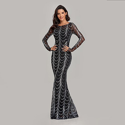 Mermaid / Trumpet Sparkle Elegant Party Wear Formal Evening Dress Jewel Neck Long Sleeve Floor Length Sequined with Sequin 2021 / Illusion Sleeve
Mermaid / Trumpet Sparkle Elegant Party Wear Formal Evening Dress Jewel Neck Long Sleeve Floor Length Sequined with Sequin 2021 / Illusion Sleeve