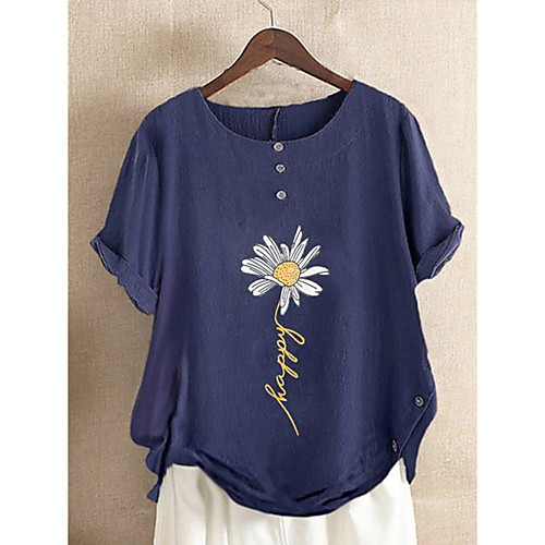 Women's T shirt Floral Long Sleeve Print Round Neck Tops Basic Basic Top Navy Blue
Women's T shirt Floral Long Sleeve Print Round Neck Tops Basic Basic Top Navy Blue