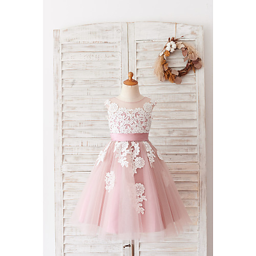 Ball Gown Knee Length Flower Girl Dresses Wedding Lace Sleeveless Jewel Neck with Belt
Ball Gown Knee Length Flower Girl Dresses Wedding Lace Sleeveless Jewel Neck with Belt