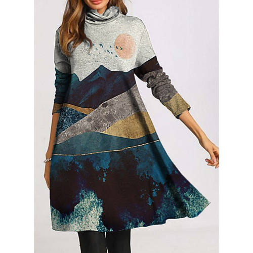 Women's Shift Dress Knee Length Dress Gray Long Sleeve Print Animal Patchwork Print Fall Turtleneck Casual 2021 M L XL XXL 3XL
Women's Shift Dress Knee Length Dress Gray Long Sleeve Print Animal Patchwork Print Fall Turtleneck Casual 2021 M L XL XXL 3XL