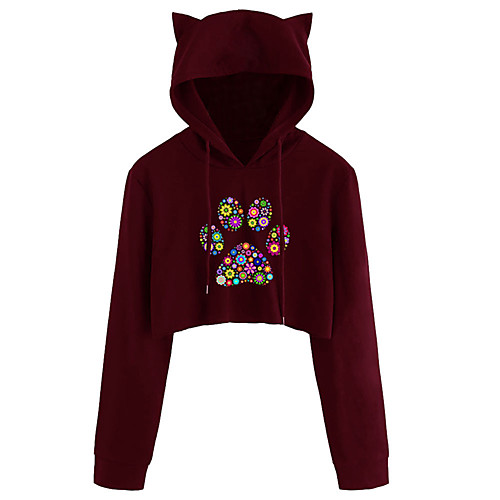 Women's Hoodie Cropped Hoddie Floral Cat Graphic Crop Top Cat Ear Daily Basic Casual Hoodies Sweatshirts Wine Black Navy Blue
Women's Hoodie Cropped Hoddie Floral Cat Graphic Crop Top Cat Ear Daily Basic Casual Hoodies Sweatshirts Wine Black Navy Blue