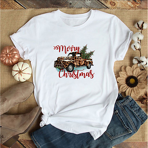 Women's Christmas T shirt Graphic Graphic Prints Letter Print Round Neck Tops 100% Cotton Basic Christmas Basic Top White Black Purple
Women's Christmas T shirt Graphic Graphic Prints Letter Print Round Neck Tops 100% Cotton Basic Christmas Basic Top White Black Purple