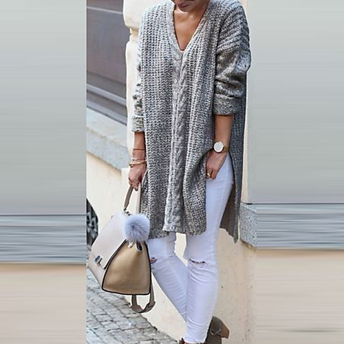 Women's Stylish Basic Knitted Solid Color Pullover Cotton Long Sleeve Sweater Cardigans V Neck Fall Winter Black Gray
Women's Stylish Basic Knitted Solid Color Pullover Cotton Long Sleeve Sweater Cardigans V Neck Fall Winter Black Gray