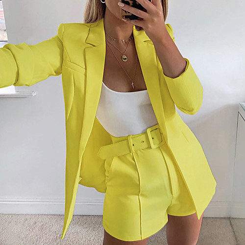 Women's Blazer Solid Colored Polyster Coat Tops White / Yellow / Blushing Pink
Women's Blazer Solid Colored Polyster Coat Tops White / Yellow / Blushing Pink
