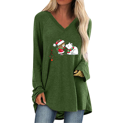 Women's Christmas Blouse Shirt Cartoon Long Sleeve Patchwork Print V Neck Christmas Tops Cotton Black Wine Khaki
Women's Christmas Blouse Shirt Cartoon Long Sleeve Patchwork Print V Neck Christmas Tops Cotton Black Wine Khaki