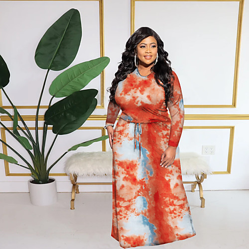 Women's A Line Dress Maxi long Dress Blue Green Black Red Long Sleeve Tie Dye Print Fall Round Neck Casual 2021 XL XXL 3XL 4XL 5XL / Plus Size
Women's A Line Dress Maxi long Dress Blue Green Black Red Long Sleeve Tie Dye Print Fall Round Neck Casual 2021 XL XXL 3XL 4XL 5XL / Plus Size