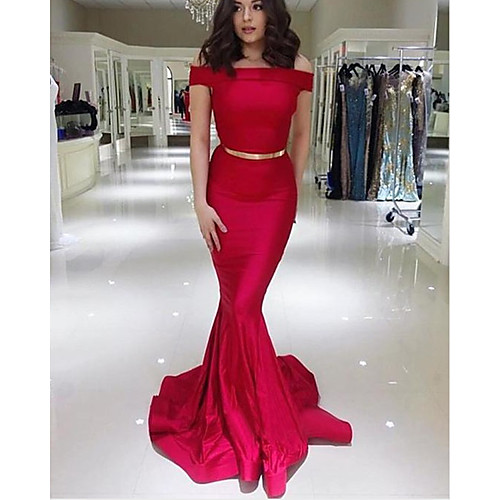 Mermaid / Trumpet Minimalist Sexy Wedding Guest Formal Evening Dress Off Shoulder Short Sleeve Sweep / Brush Train Satin with Pleats 2021
Mermaid / Trumpet Minimalist Sexy Wedding Guest Formal Evening Dress Off Shoulder Short Sleeve Sweep / Brush Train Satin with Pleats 2021