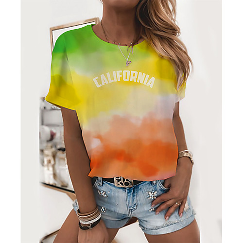 Women's T shirt Graphic Tie Dye Text Print Round Neck Tops Basic Basic Top Yellow Orange Green
Women's T shirt Graphic Tie Dye Text Print Round Neck Tops Basic Basic Top Yellow Orange Green