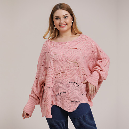 Women's Hollow Out Knitted Asymmetric Hem Solid Color Pullover Acrylic Fibers Long Sleeve Plus Size Sweater Cardigans Crew Neck Fall Winter White Black Blue
Women's Hollow Out Knitted Asymmetric Hem Solid Color Pullover Acrylic Fibers Long Sleeve Plus Size Sweater Cardigans Crew Neck Fall Winter White Black Blue