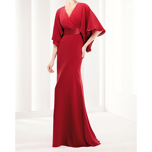 Sheath / Column Minimalist Elegant Wedding Guest Formal Evening Dress V Neck Half Sleeve Floor Length Chiffon with Sleek 2021
Sheath / Column Minimalist Elegant Wedding Guest Formal Evening Dress V Neck Half Sleeve Floor Length Chiffon with Sleek 2021