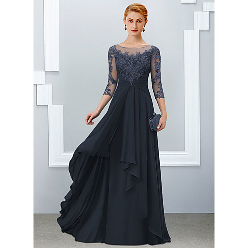 A-Line Mother of the Bride Dress Elegant Jewel Neck Floor Length Chiffon Lace Half Sleeve with Ruffles Appliques 2021
A-Line Mother of the Bride Dress Elegant Jewel Neck Floor Length Chiffon Lace Half Sleeve with Ruffles Appliques 2021