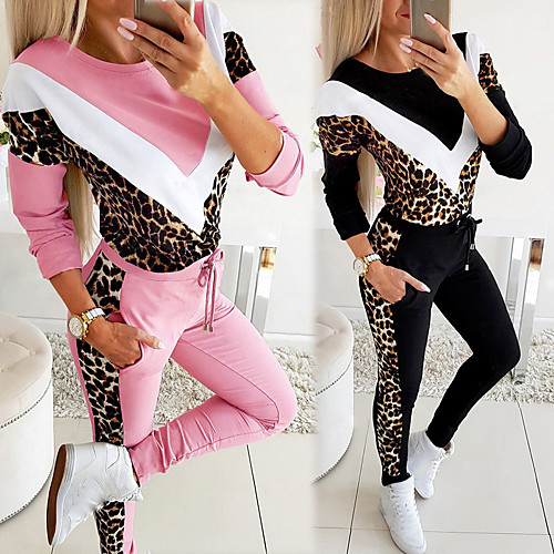 Women's 2 Piece Splice Tracksuit Sweatsuit Casual Athleisure 2pcs Winter Long Sleeve Thermal Warm Breathable Soft Fitness Gym Workout Jogging Training Sportswear Leopard Normal Sweatshirt Track pants
Women's 2 Piece Splice Tracksuit Sweatsuit Casual Athleisure 2pcs Winter Long Sleeve Thermal Warm Breathable Soft Fitness Gym Workout Jogging Training Sportswear Leopard Normal Sweatshirt Track pants