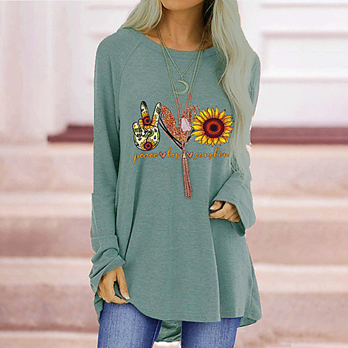 Women's T shirt Dress Tunic Floral Plain Letter Long Sleeve Print Round Neck Basic Tops Cotton Black Blue Red
Women's T shirt Dress Tunic Floral Plain Letter Long Sleeve Print Round Neck Basic Tops Cotton Black Blue Red